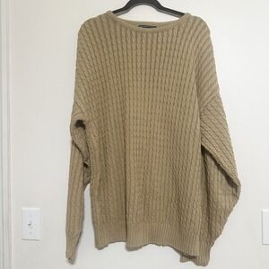 VTG Burberry's Cable Knit Mens Sz Large Sweater Made‎ In USA Fisherman Grandpa